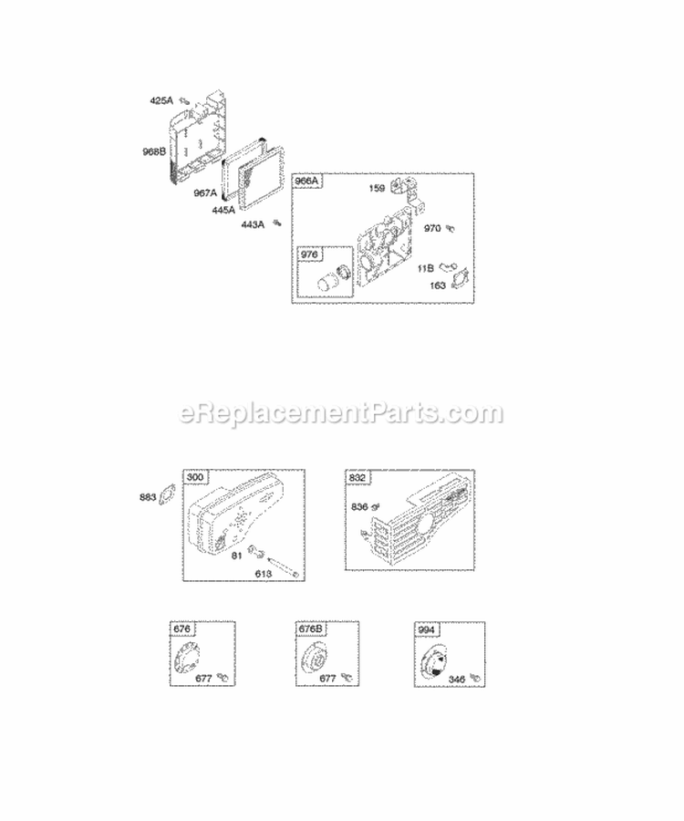 Air Cleaner Exhaust System Diagram and Parts List for 129702-0666-01  Briggs and Stratton Engine